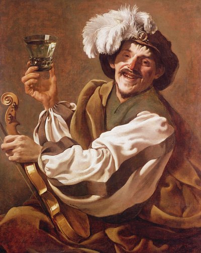 A Violin Player with a Glass of Wine by Hendrick ter Brugghen
